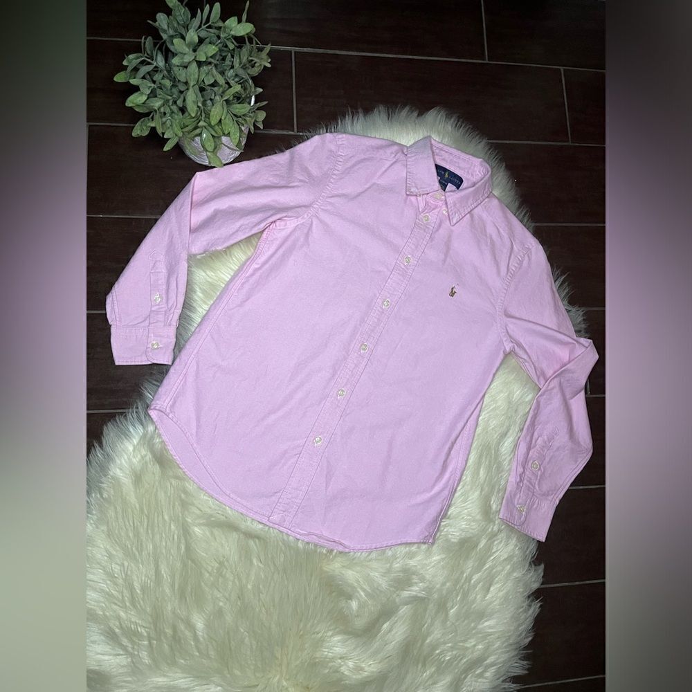 Ralph Lauren pink long sleeved button down sz large (14/16)